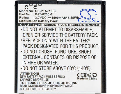3.7V, 1500mAh, Li-ion Battery fits Pantech, Im-a710, Im-a710k, 5.55Wh