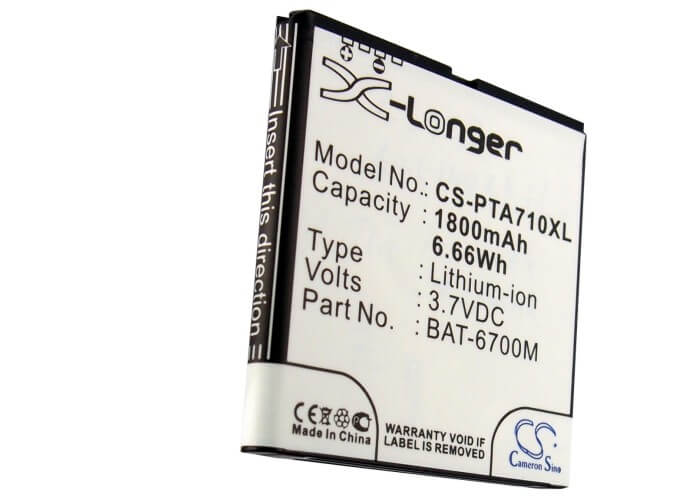 3.7V, 1800mAh, Li-ion Battery fits Pantech, Im-a710, Im-a710k, 6.66Wh
