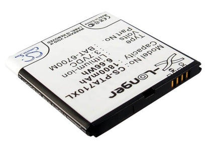 3.7V, 1800mAh, Li-ion Battery fits Sky, Im-a710, Im-a710k, 6.66Wh
