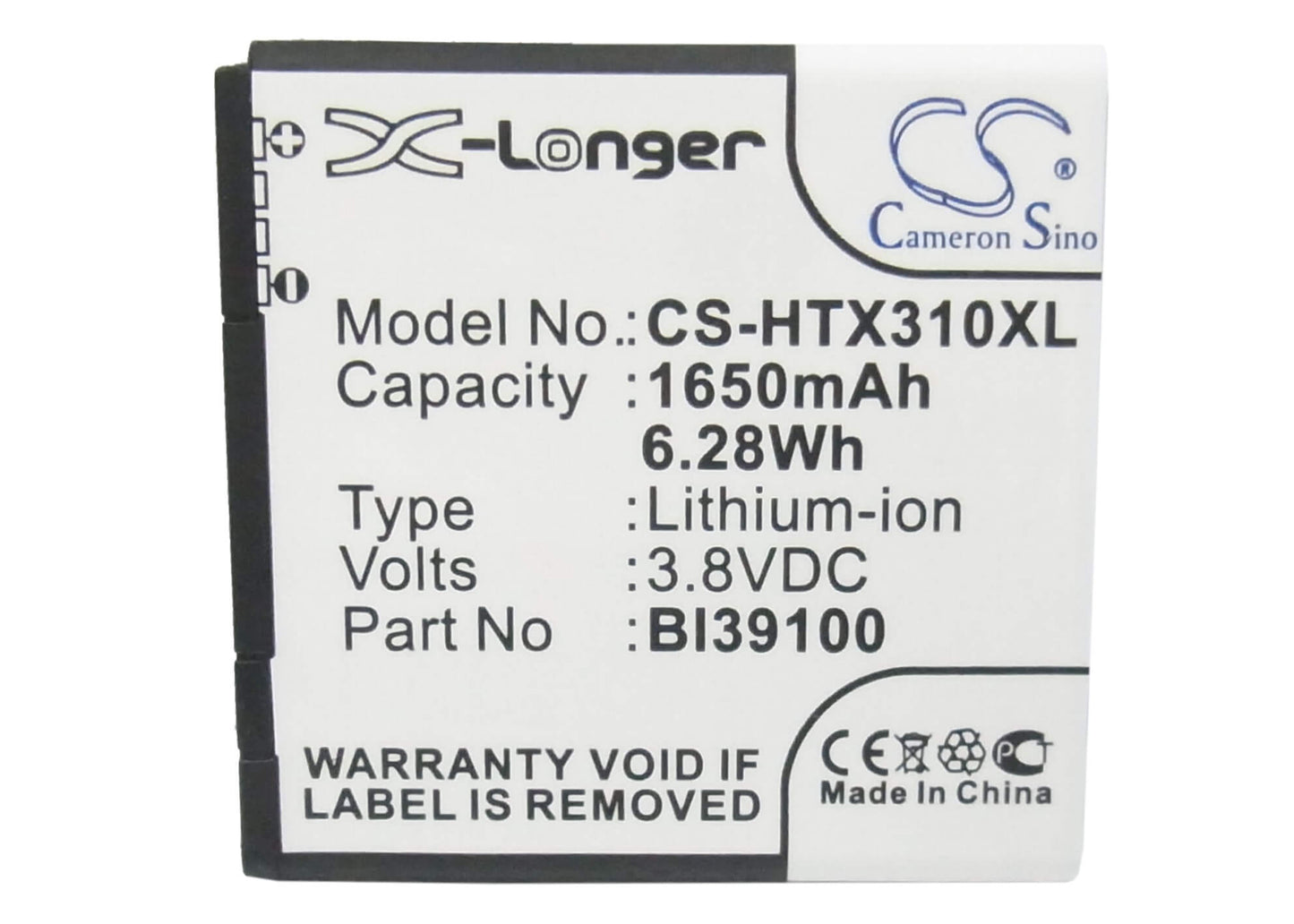 3.8V, 1650mAh, Li-ion Battery fits Htc, Bass, Bunyip, 6.27Wh