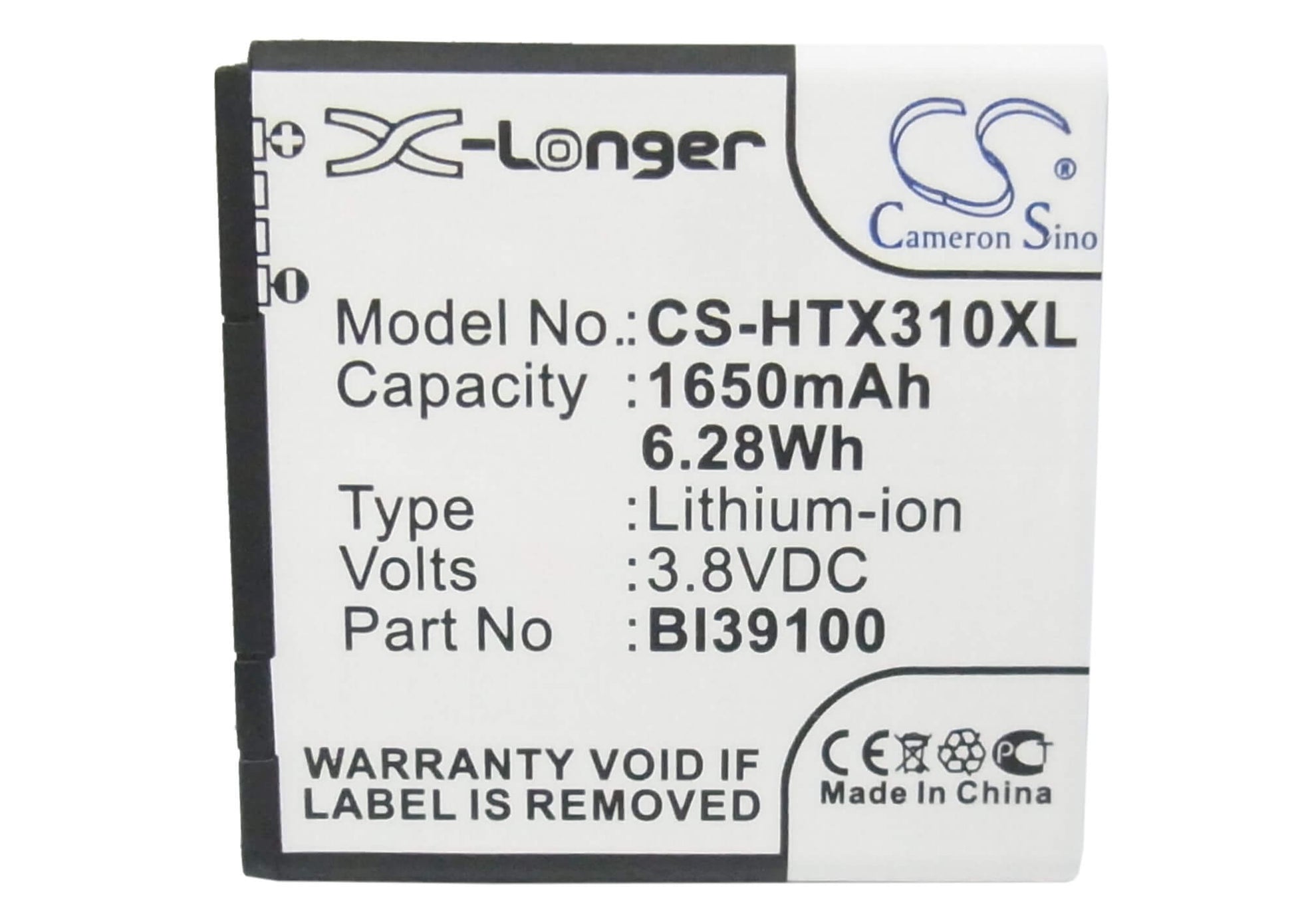3.8V, 1650mAh, Li-ion Battery fits Htc, Bass, Bunyip, 6.27Wh