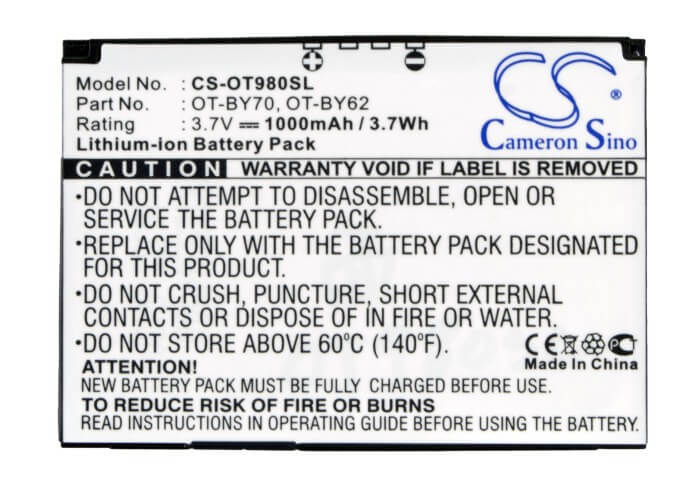 3.7V, 1000mAh, Li-ion Battery fits Alcatel, One Touch 813d, One Touch 720, 3.7Wh