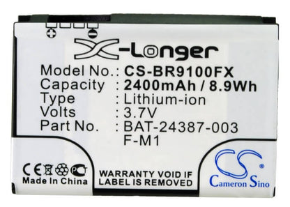 3.7V, 2400mAh, Li-ion Battery fits Blackberry, Pearl 9100, 8.88Wh