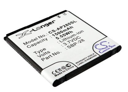 3.7V, 1500mAh, Li-ion Battery fits Asus, A66, Padfone, 5.55Wh