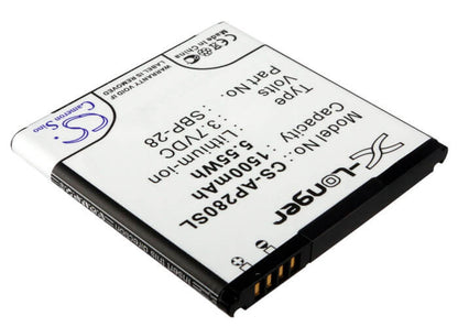 3.7V, 1500mAh, Li-ion Battery fits Asus, A66, Padfone, 5.55Wh