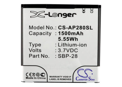 3.7V, 1500mAh, Li-ion Battery fits Asus, A66, Padfone, 5.55Wh