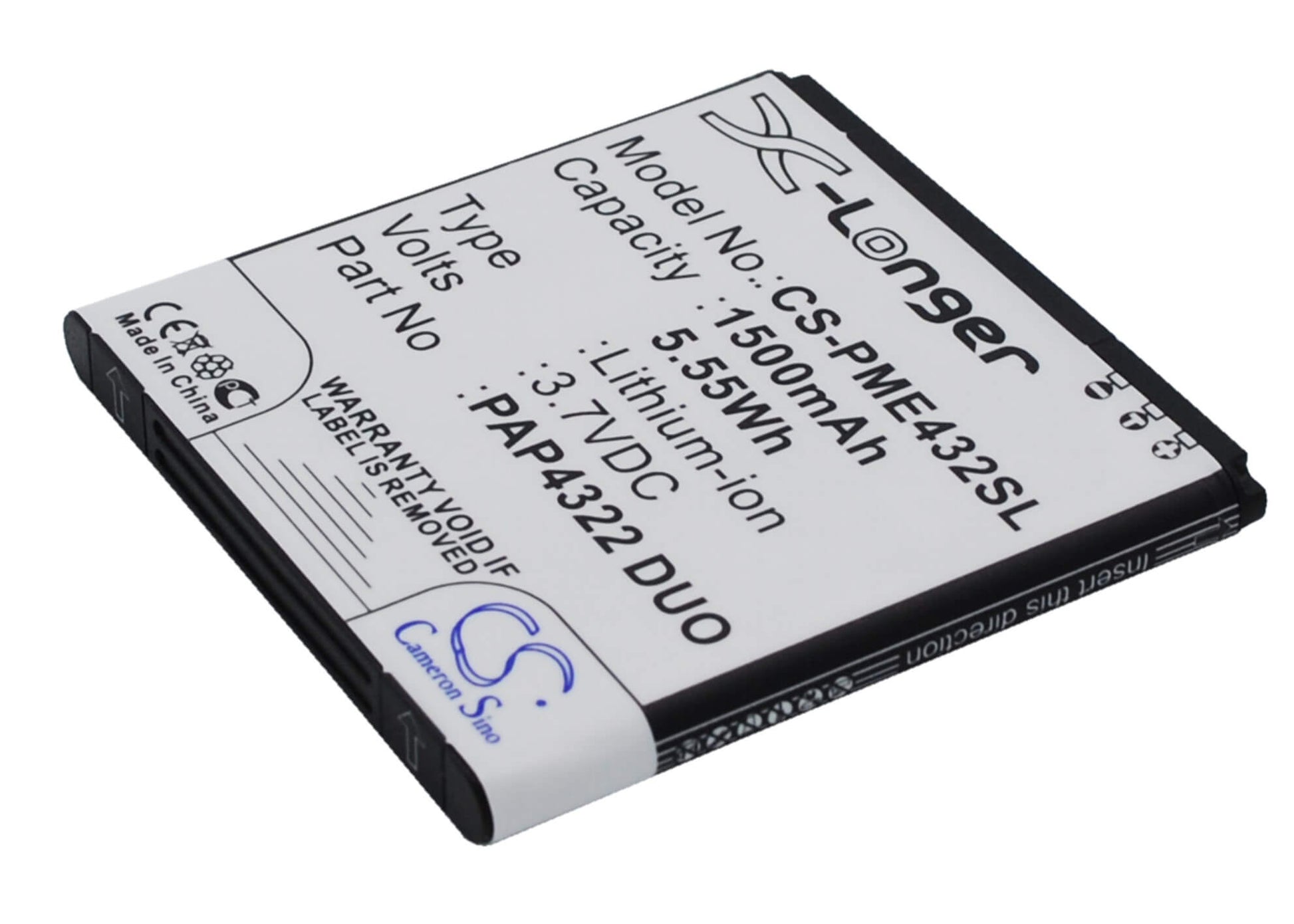 3.7V, 1500mAh, Li-ion Battery fits Prestigio, Multiphone 4322 Duo, 5.55Wh