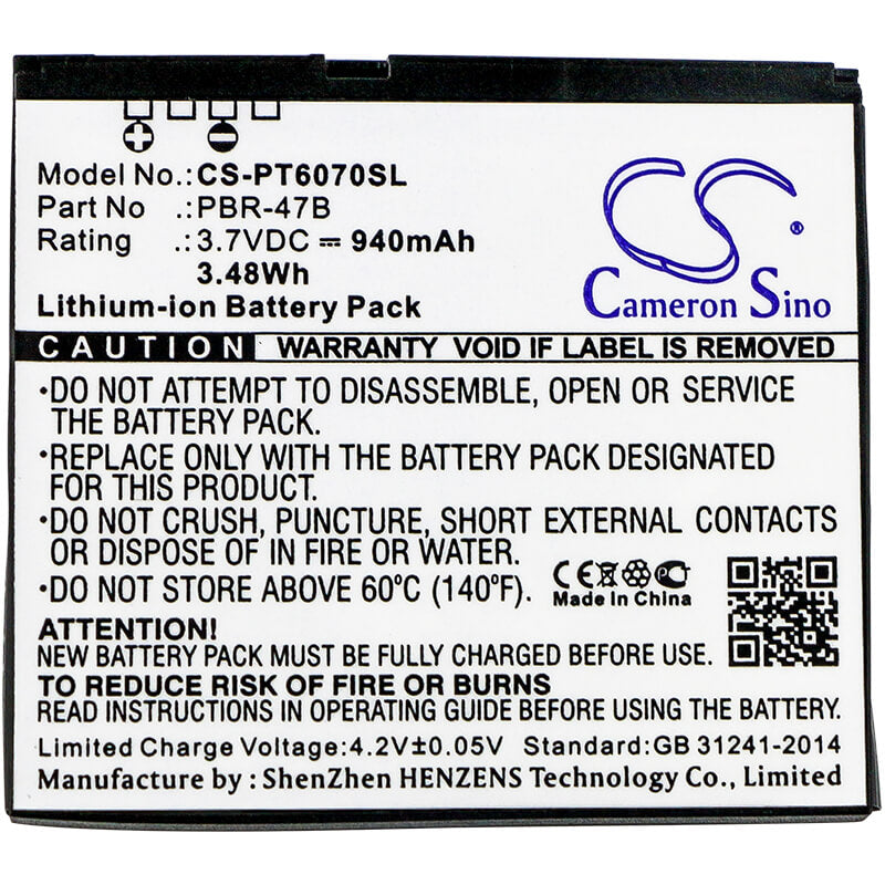 3.7V, 940mAh, Li-ion Battery fits Pantech, P6070, Vybe, 3.478Wh
