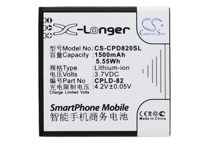 3.7V, 1500mAh, Li-ion Battery fits Coolpad, 8026, 5.55Wh
