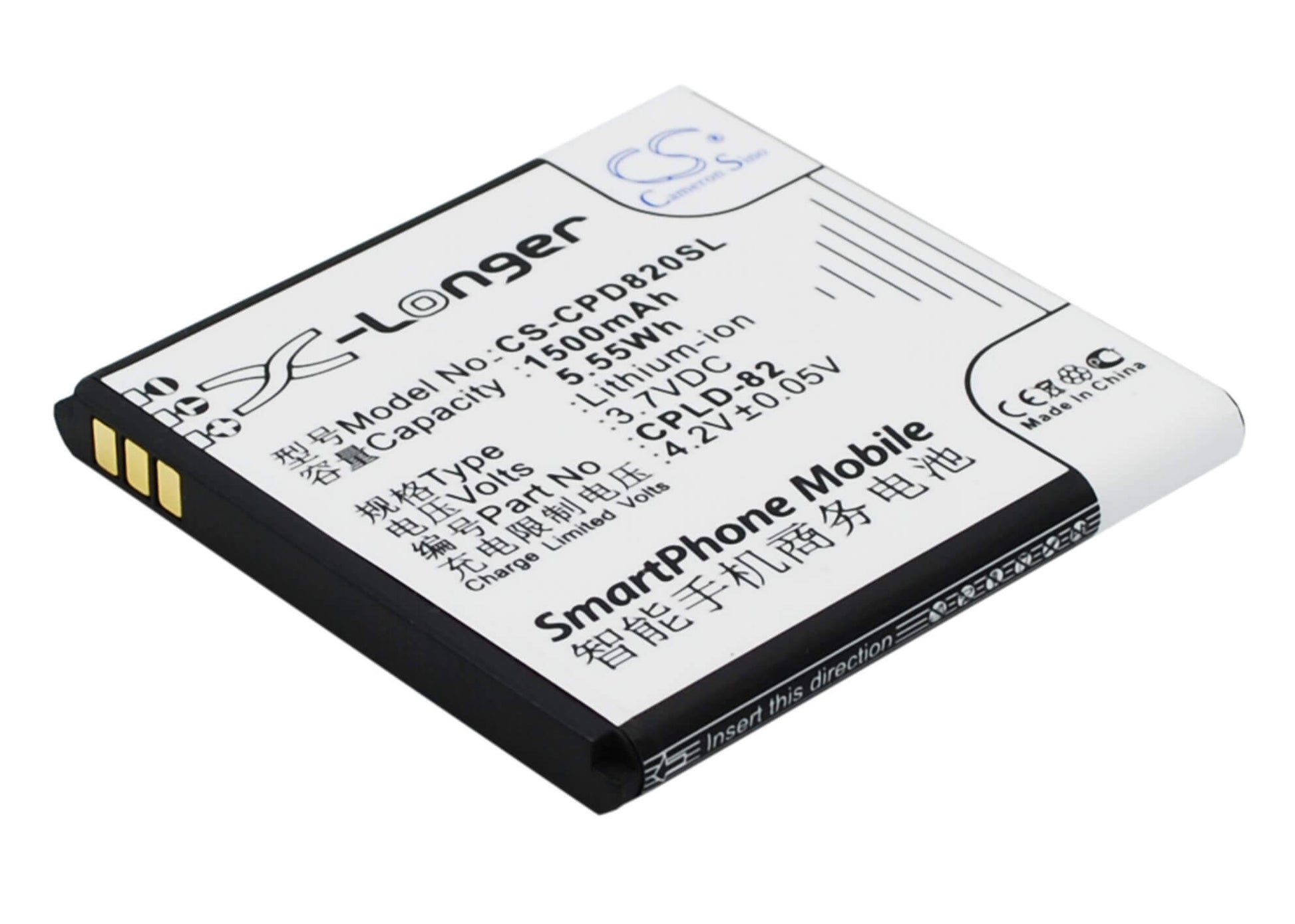 3.7V, 1500mAh, Li-ion Battery fits Coolpad, 8026, 5.55Wh