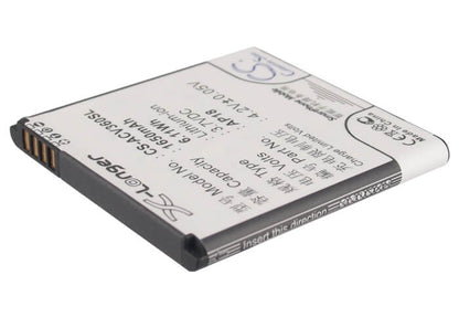 3.7V, 1650mAh, Li-ion Battery fits Acer, Liquid E1, Liquid E1 Dou, 6.105Wh