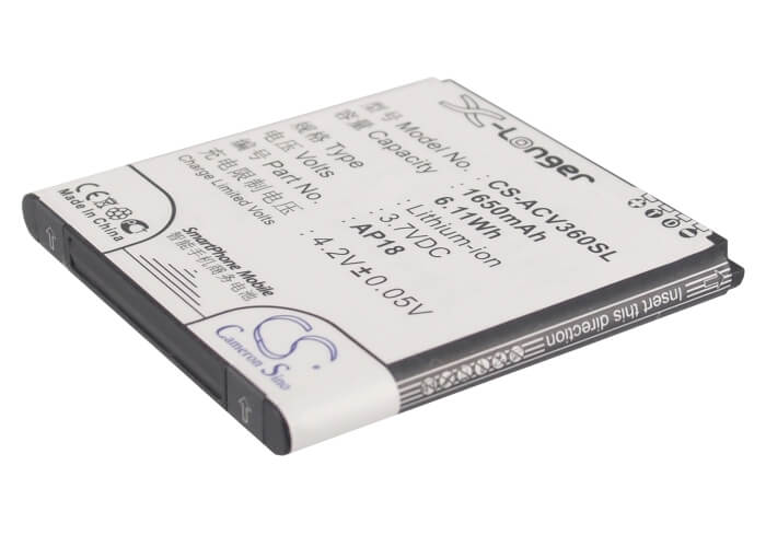 3.7V, 1650mAh, Li-ion Battery fits Acer, Liquid E1, Liquid E1 Dou, 6.105Wh
