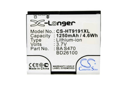 3.7V, 1250mAh, Li-ion Battery fits Htc, 7 Surround, A9191, 4.625Wh