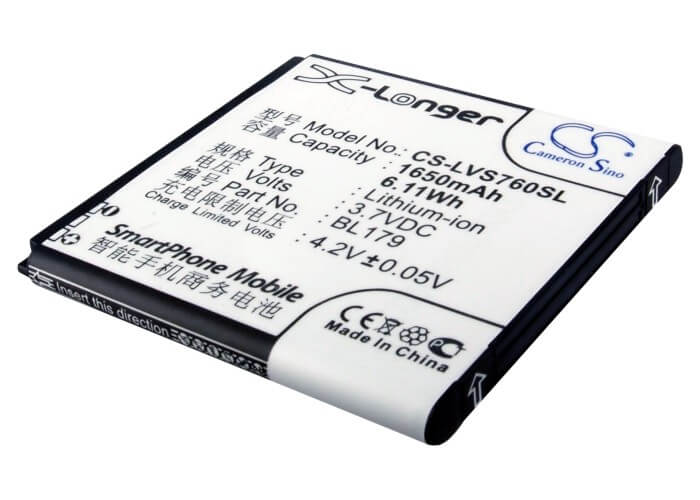 3.7V, 1650mAh, Li-ion Battery fits Lenovo, A288t, A298, 6.105Wh