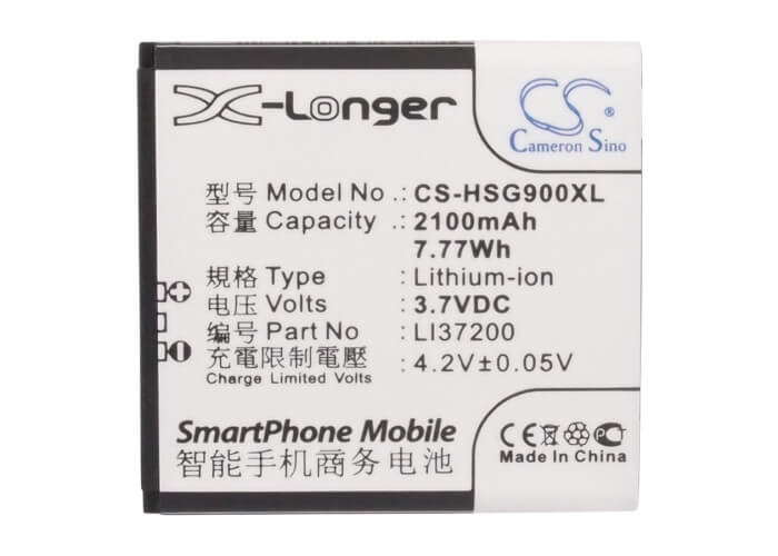 3.7V, 2100mAh, Li-ion Battery fits Hisense, Hs-eg900, 7.77Wh