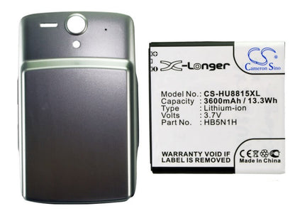 Silver, 3.7V, 3600mAh, Li-ion Battery fits Huawei, Ascend U8815, U8815, 13.32Wh
