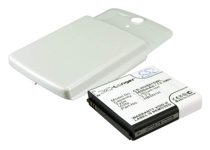 White, 3.7V, 3600mAh, Li-ion Battery fits Huawei, Ascend U8815, U8815, 13.32Wh