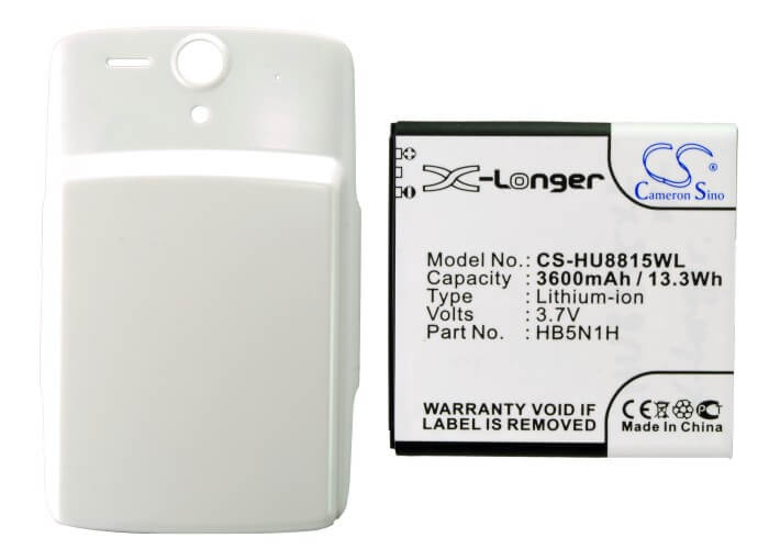 White, 3.7V, 3600mAh, Li-ion Battery fits Huawei, Ascend U8815, U8815, 13.32Wh