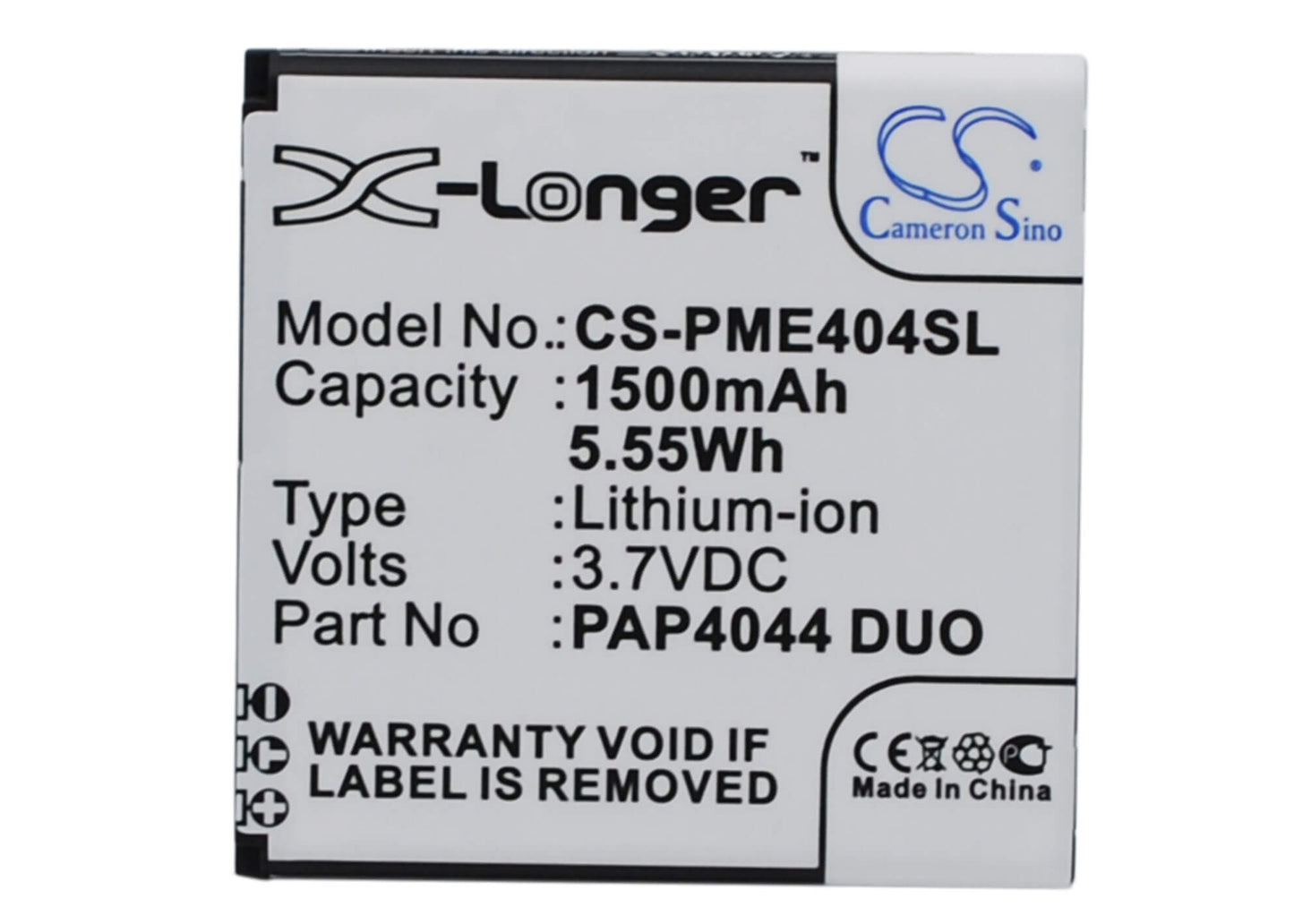 3.7V, 1500mAh, Li-ion Battery fits Prestigio, Multiphone 4044 Duo, 5.55Wh