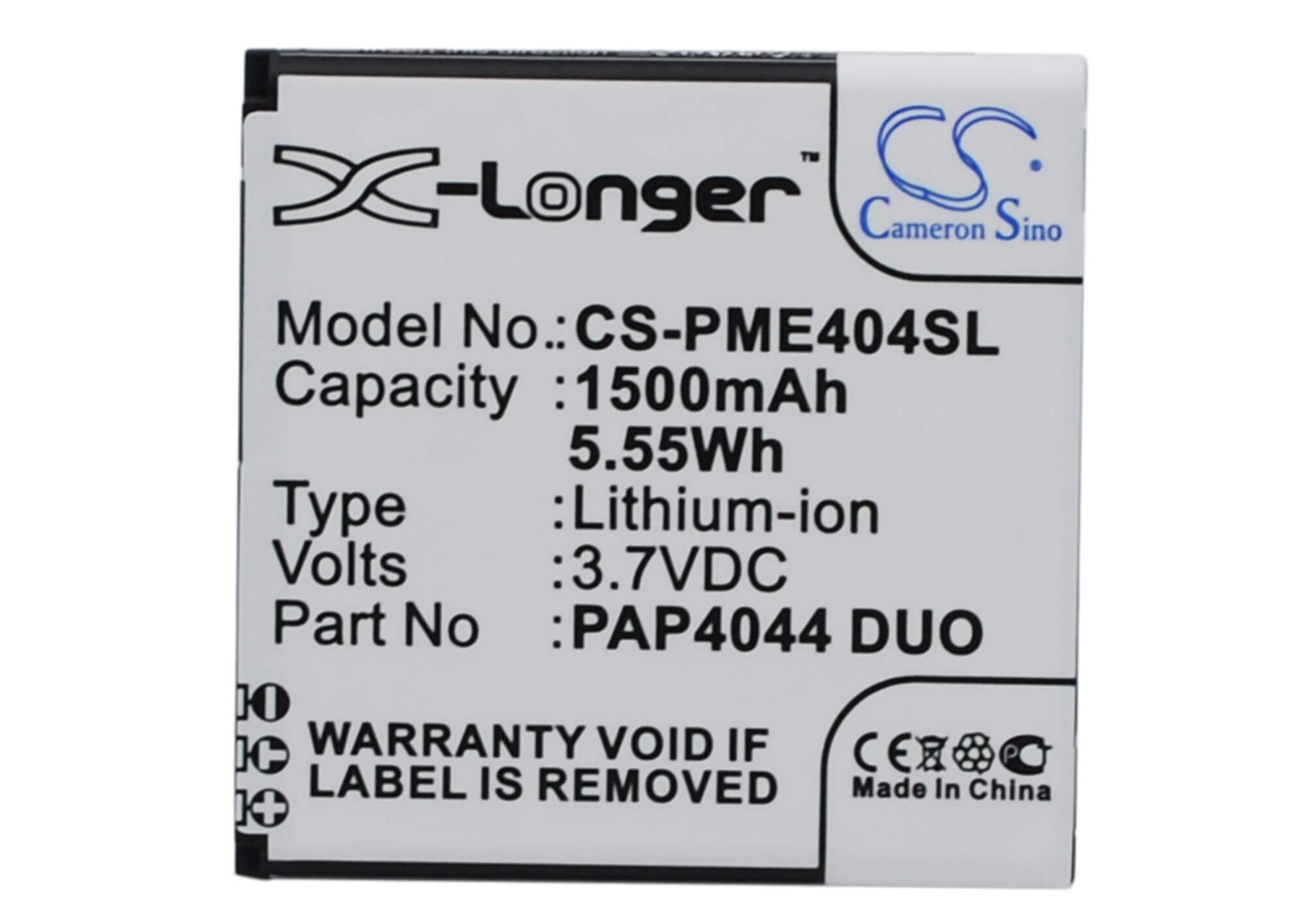 3.7V, 1500mAh, Li-ion Battery fits Prestigio, Multiphone 4044 Duo, 5.55Wh
