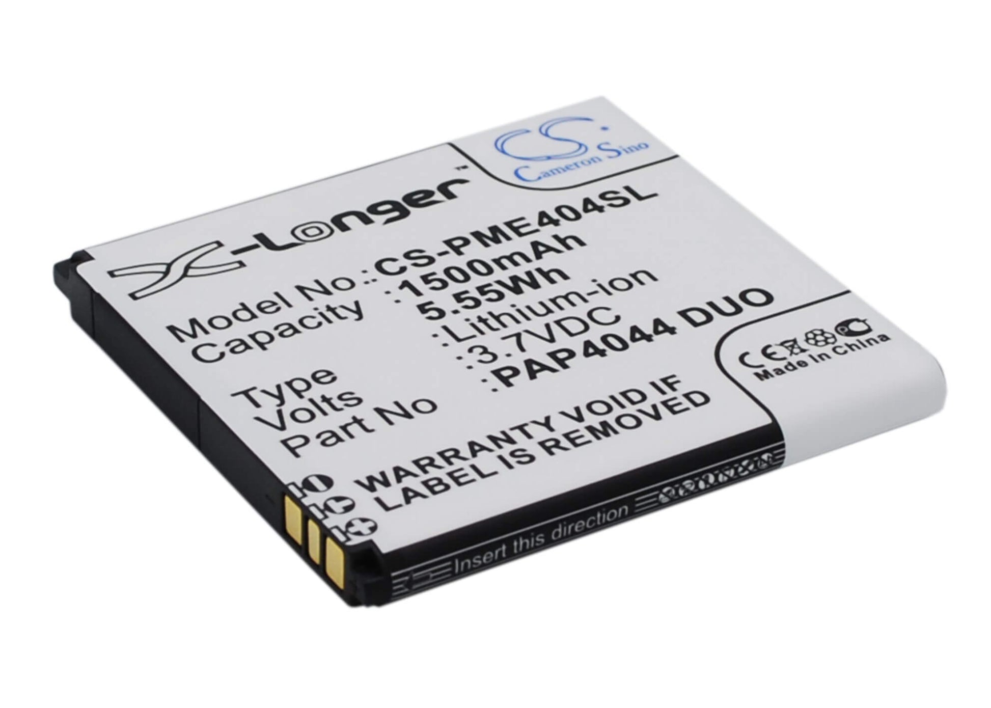 3.7V, 1500mAh, Li-ion Battery fits Prestigio, Multiphone 4044 Duo, 5.55Wh