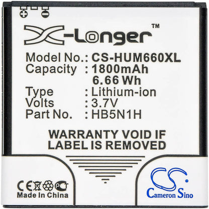3.7V, 1800mAh, Li-ion Battery fits Huawei, Ascend, Ascend C8812, 6.66Wh