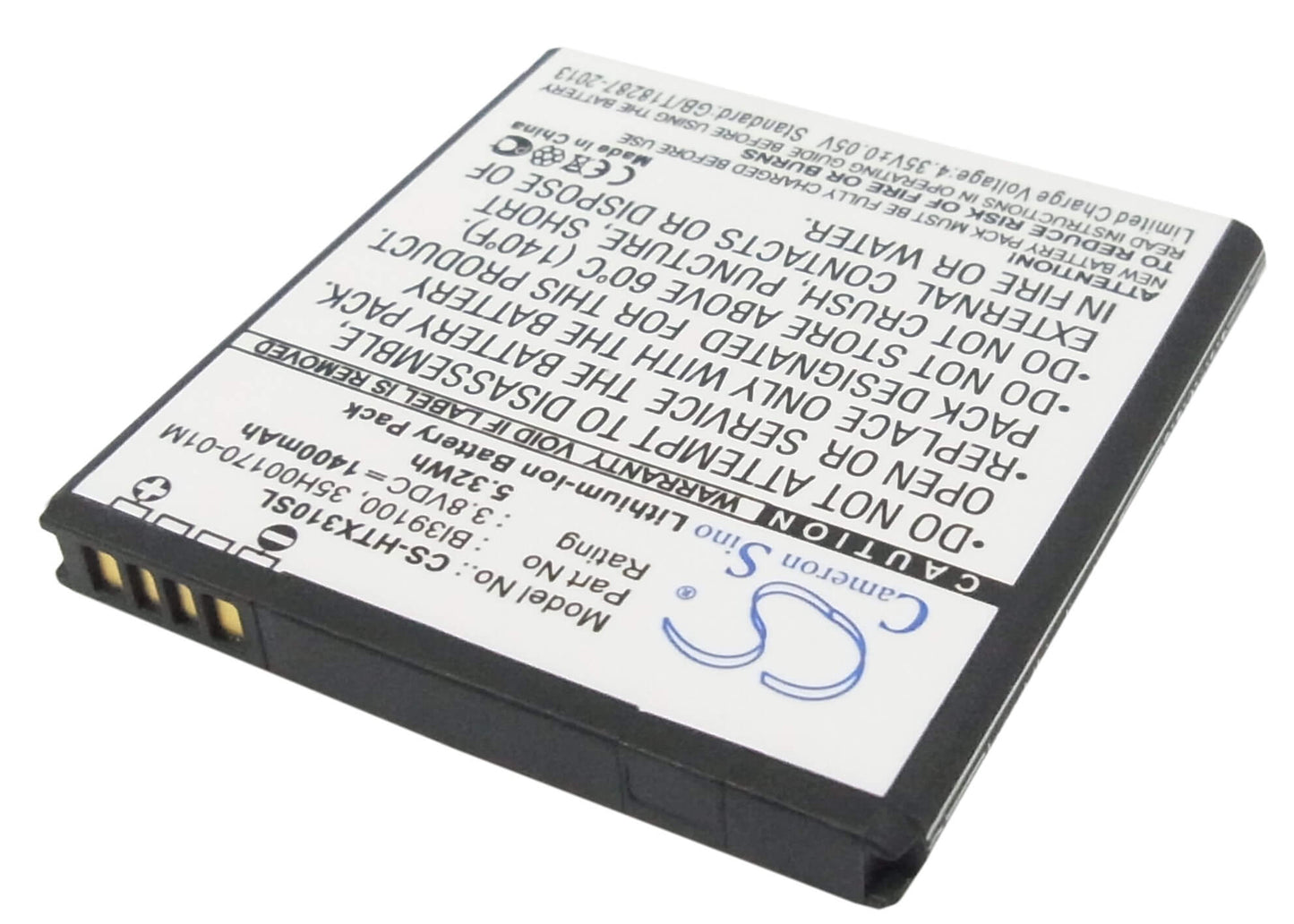 3.8V, 1400mAh, Li-ion Battery fits Htc, Bass, Bunyip, 5.32Wh