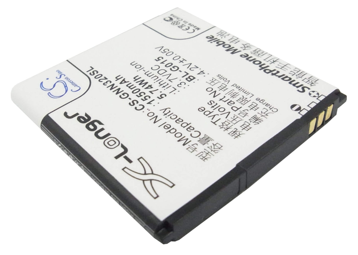 3.7V, 1550mAh, Li-ion Battery fits Gionee, Gn205, Gn320, 5.735Wh