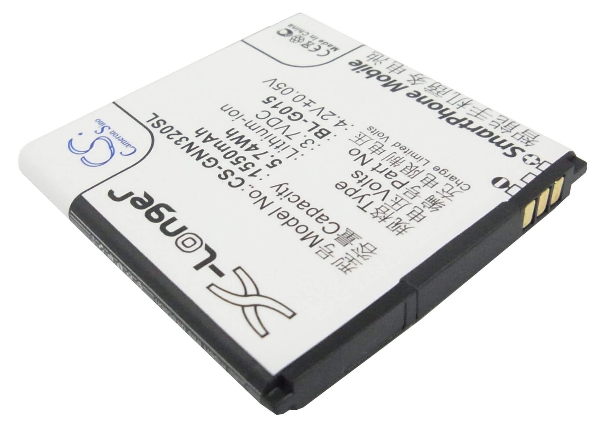 3.7V, 1550mAh, Li-ion Battery fits Gionee, Gn205, Gn320, 5.735Wh