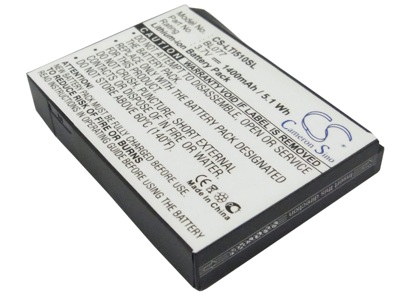 3.7V, 1400mAh, Li-ion Battery fits Lenovo, I510, 5.18Wh