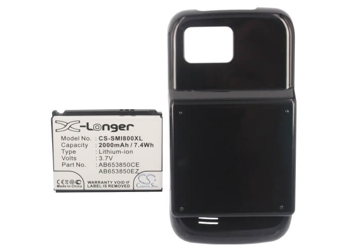 3.7V, 2000mAh, Li-ion Battery fits Samsung, Gt-i8000, Gt-i8000h, 7.4Wh