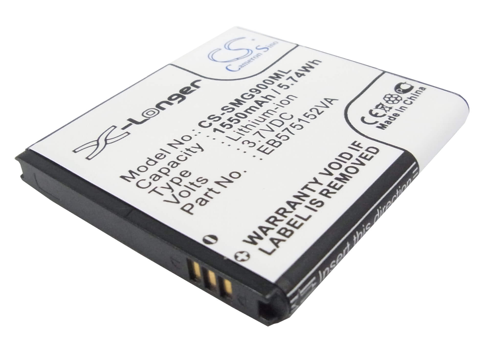 3.7V, 1550mAh, Li-ion Battery fits At&t, Captivate, Epic 4g, 5.735Wh