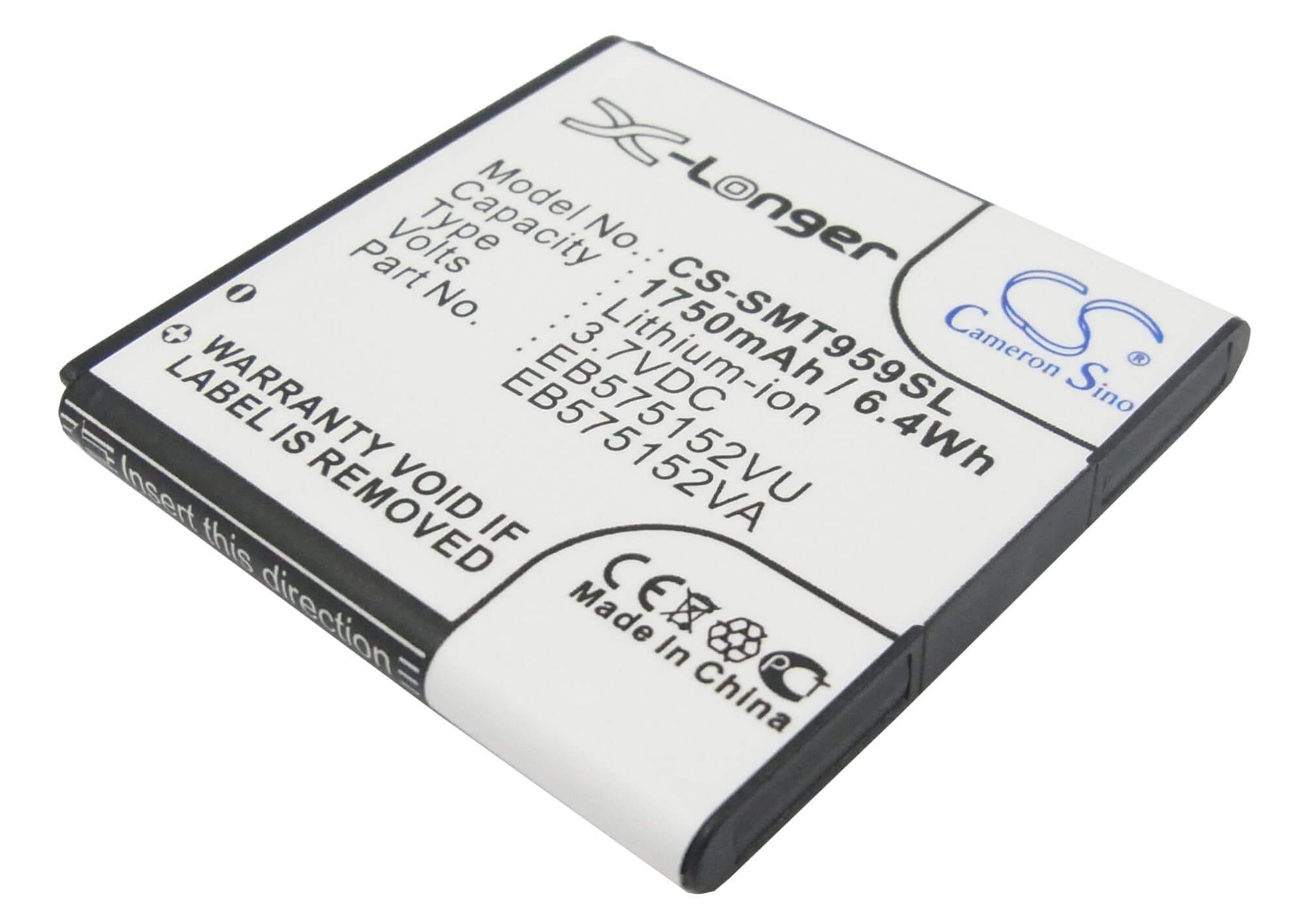 3.7V, 1750mAh, Li-ion Battery fits Samsung, Captivate Glide, Captivate I897, 6.475Wh
