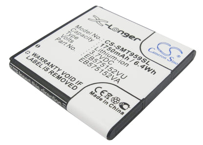 3.7V, 1750mAh, Li-ion Battery fits At&t, Captivate, Epic 4g, 6.475Wh