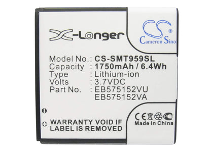 3.7V, 1750mAh, Li-ion Battery fits At&t, Captivate, Epic 4g, 6.475Wh