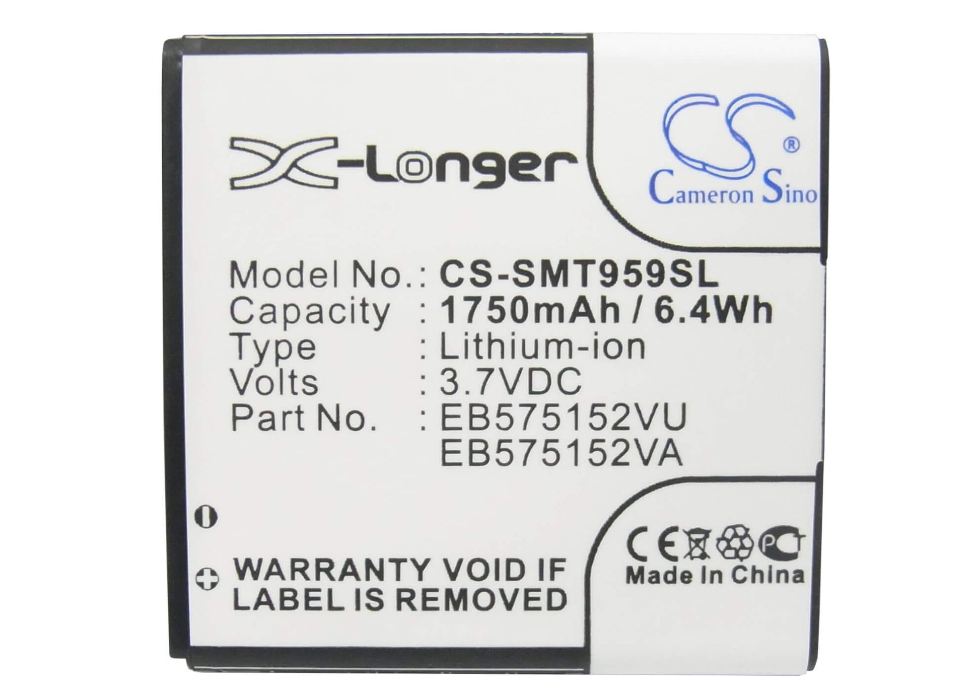 3.7V, 1750mAh, Li-ion Battery fits Ntt Docomo, Galaxy S, 6.475Wh