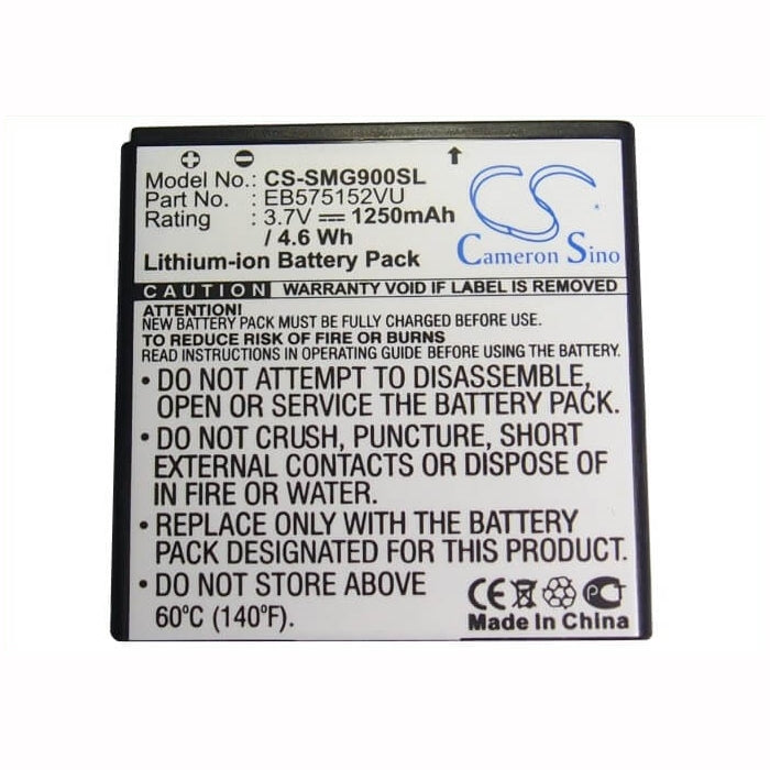 3.7V, 1250mAh, Li-ion Battery fits T-mobile, Galaxy S 4g, Galaxy S Ii, 4.625Wh