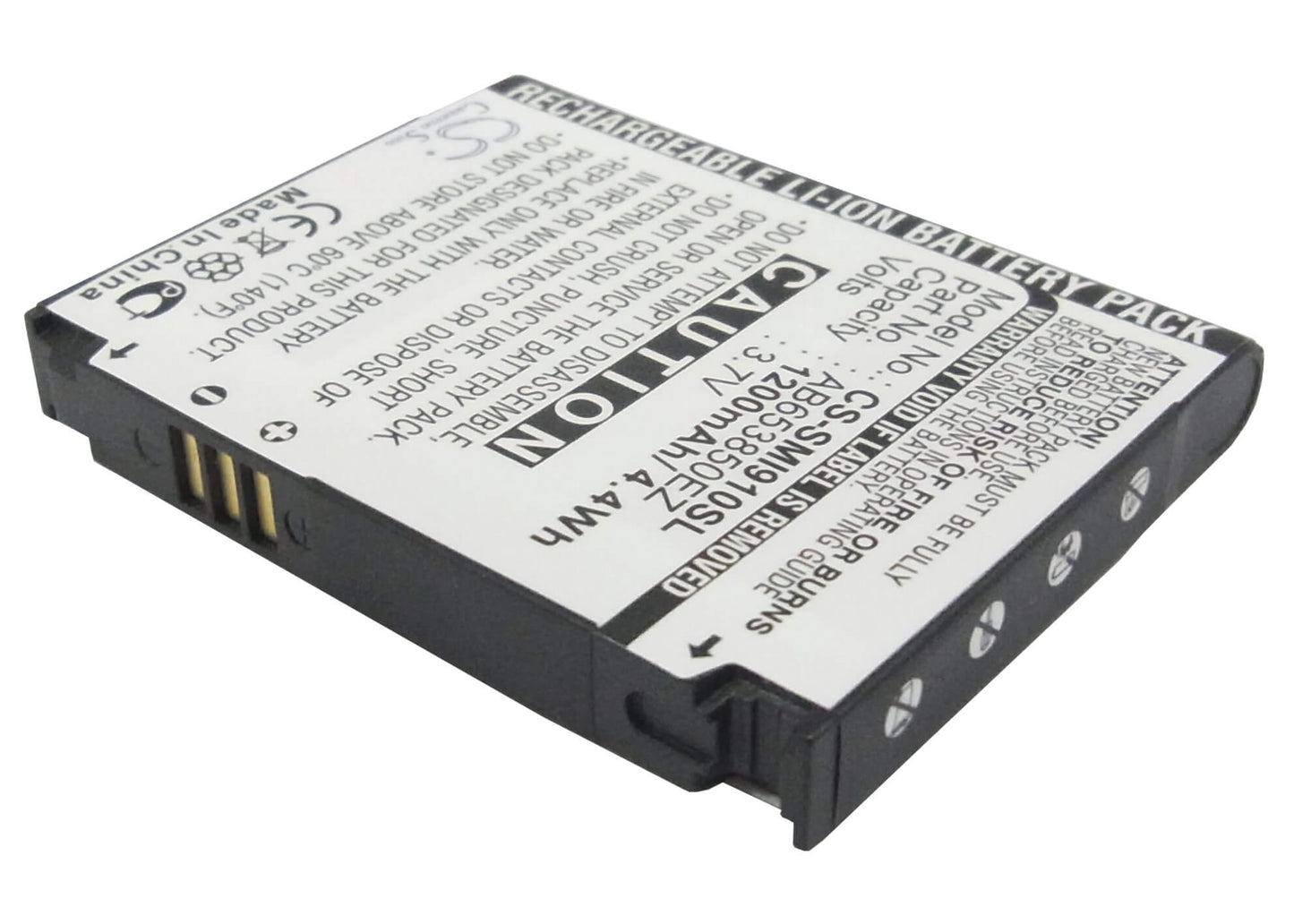 3.7V, 1200mAh, Li-ion Battery fits Samsung, Gt-i7500, Gt-i7500h, 4.44Wh