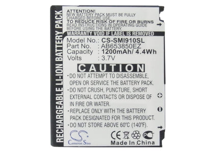 3.7V, 1200mAh, Li-ion Battery fits Verizon, Omnia I910, 4.44Wh