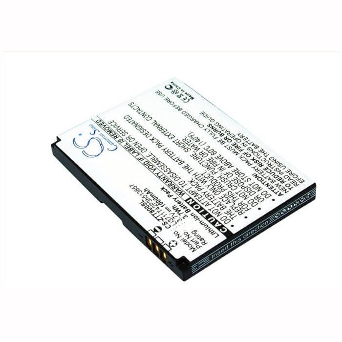 3.7V, 1000mAh, Li-ion Battery fits Zte, C160, C180, 3.7Wh