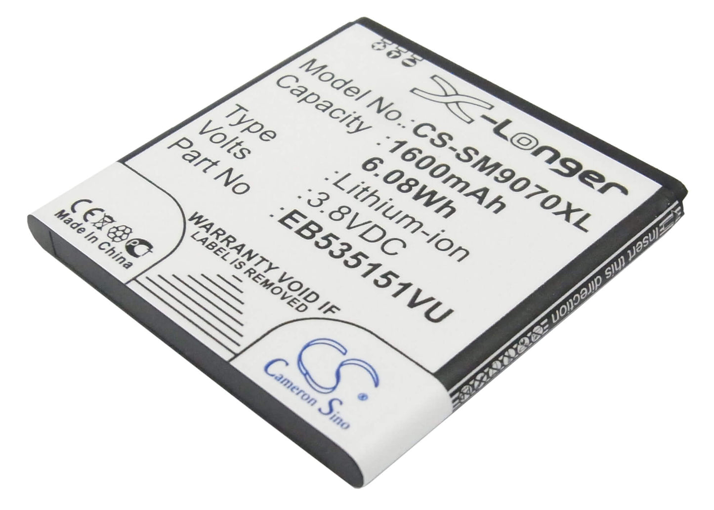 3.8V, 1600mAh, Li-ion Battery fits Samsung, Galaxy S Advance, Gt-b9120, 6.08Wh