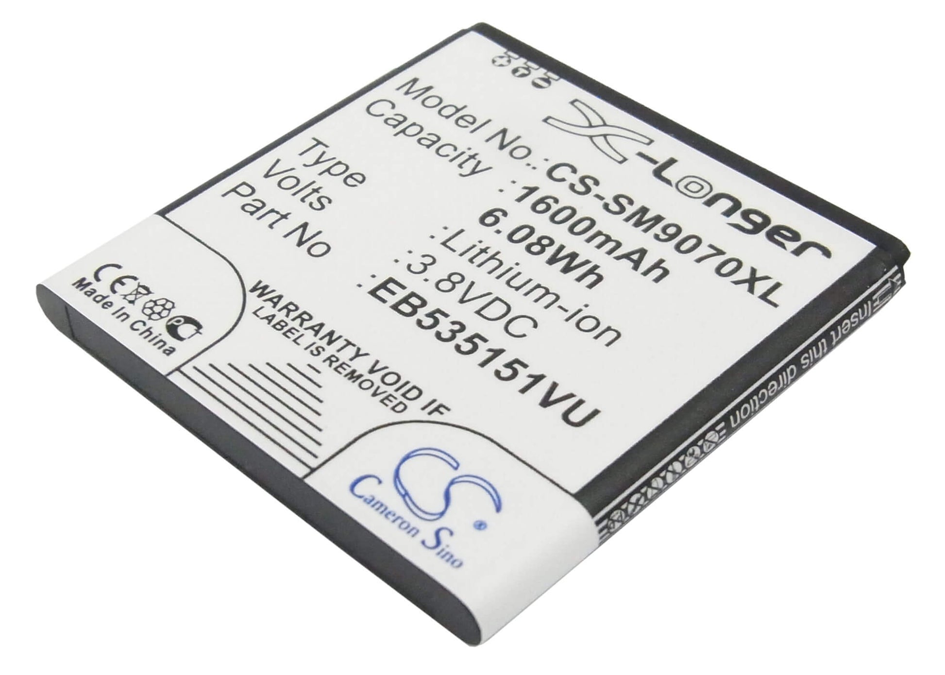 3.8V, 1600mAh, Li-ion Battery fits Samsung, Galaxy S Advance, Gt-b9120, 6.08Wh