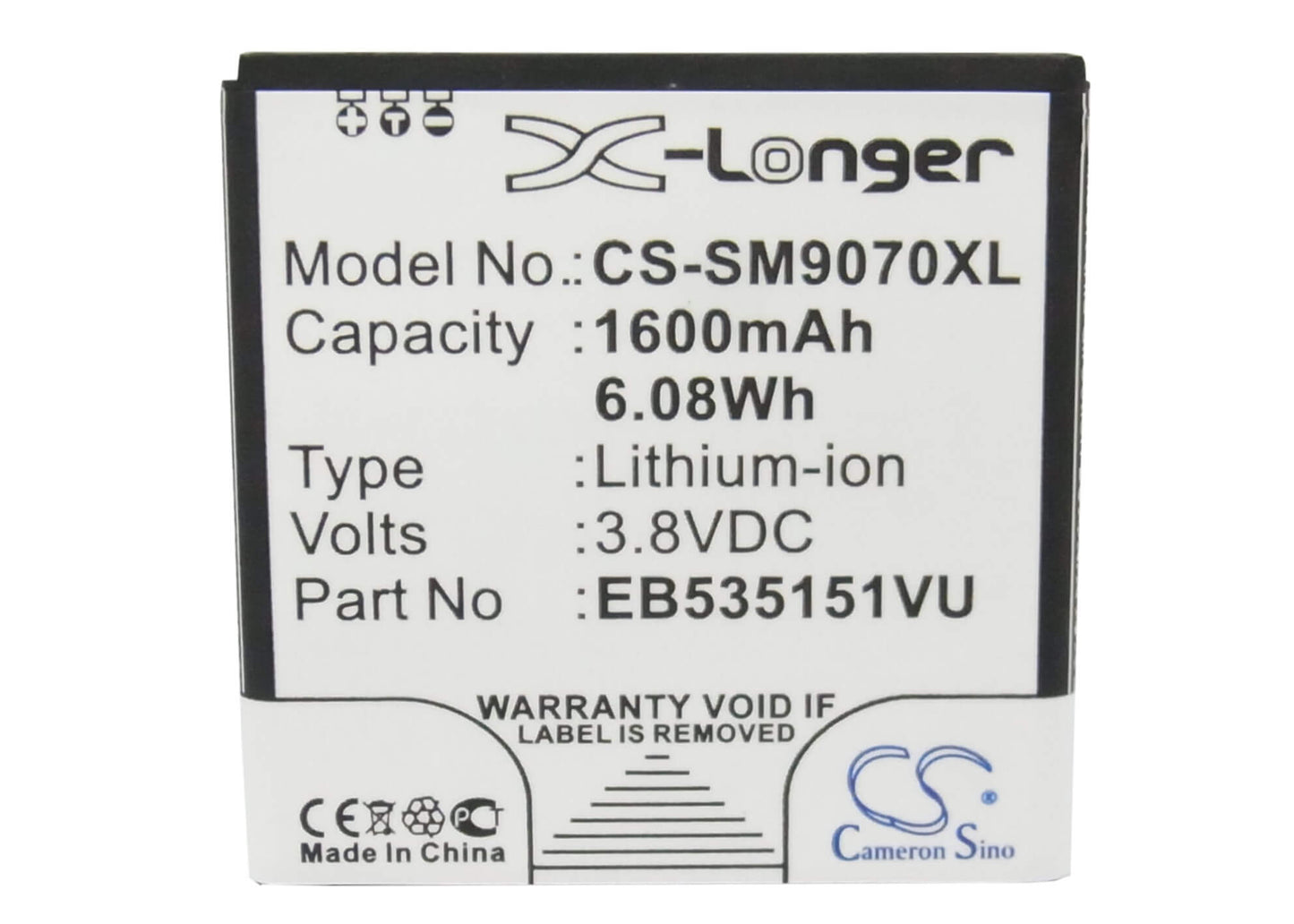 3.8V, 1600mAh, Li-ion Battery fits Samsung, Galaxy S Advance, Gt-b9120, 6.08Wh