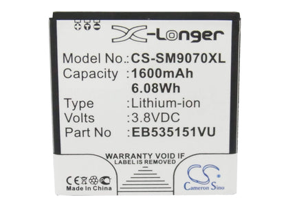 3.8V, 1600mAh, Li-ion Battery fits Samsung, Galaxy S Advance, Gt-b9120, 6.08Wh