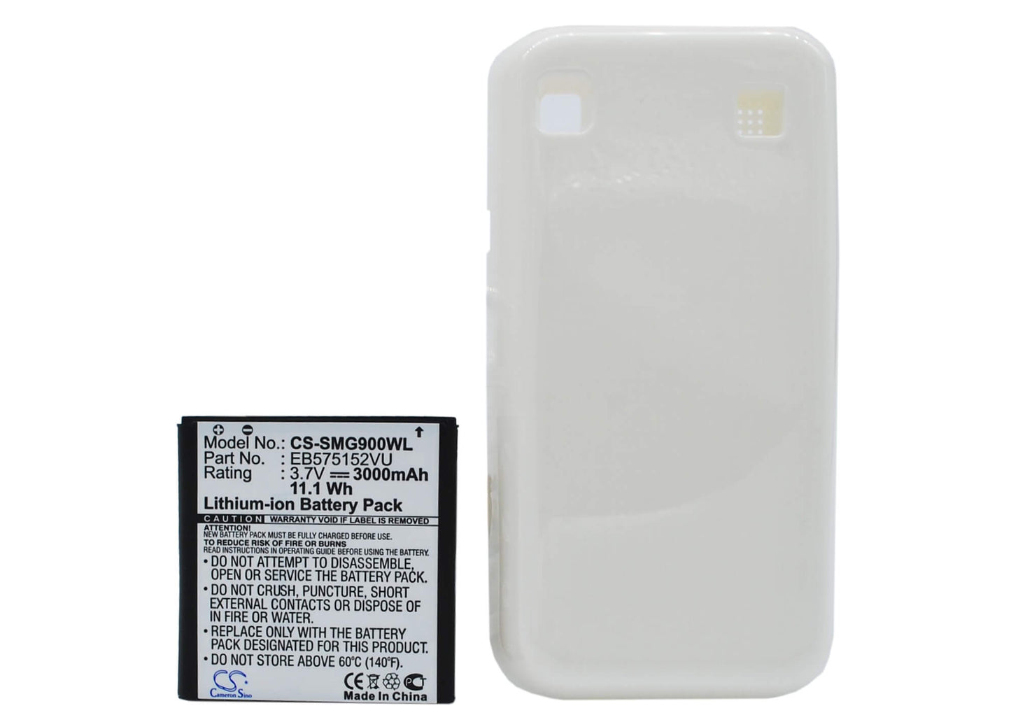 3.7V, 3000mAh, Li-ion Battery fits Samsung, Galaxy S, Galaxy S Plus, 11.1Wh