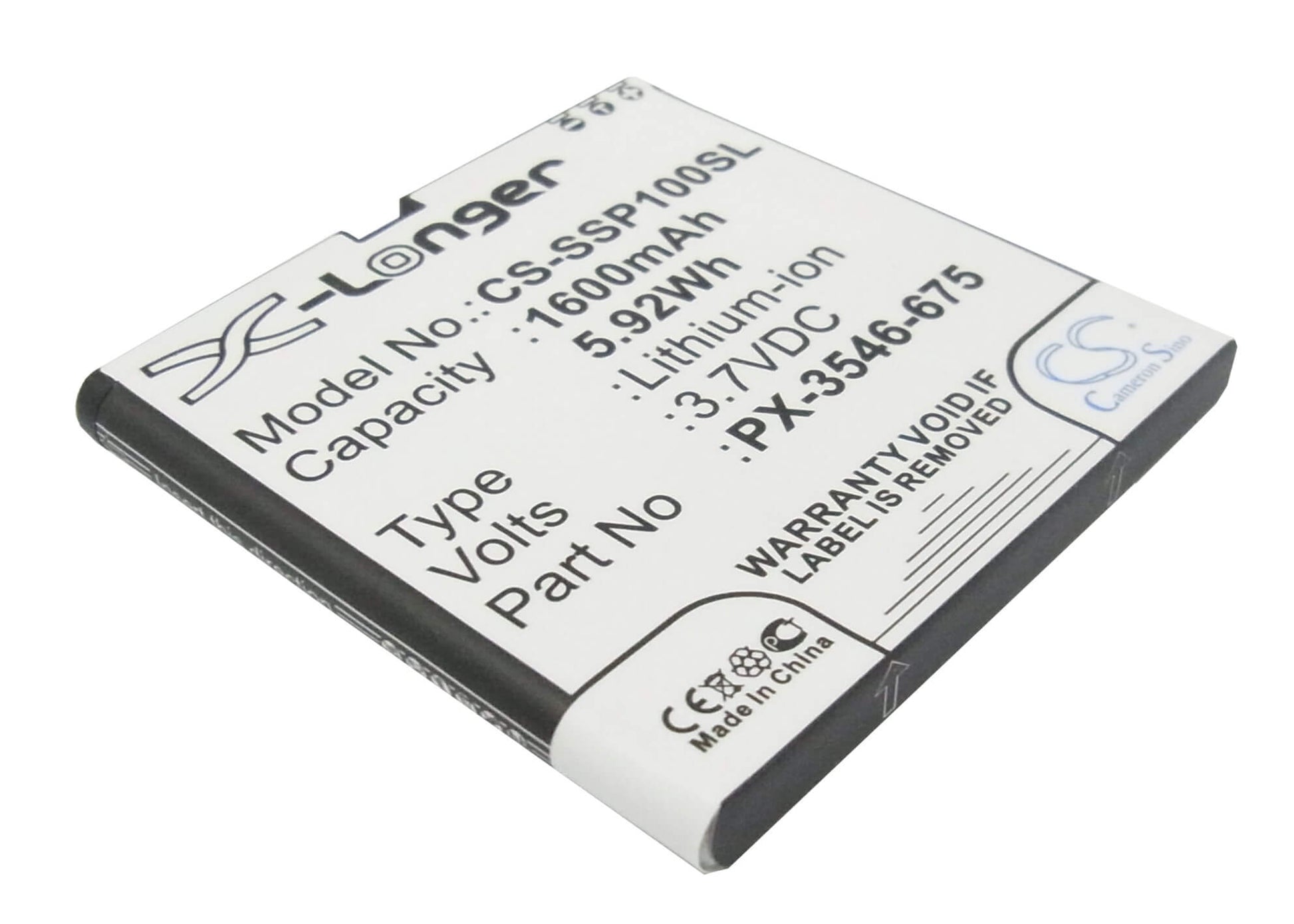3.7V, 1600mAh, Li-ion Battery fits Simvalley, Sp-100, 5.92Wh