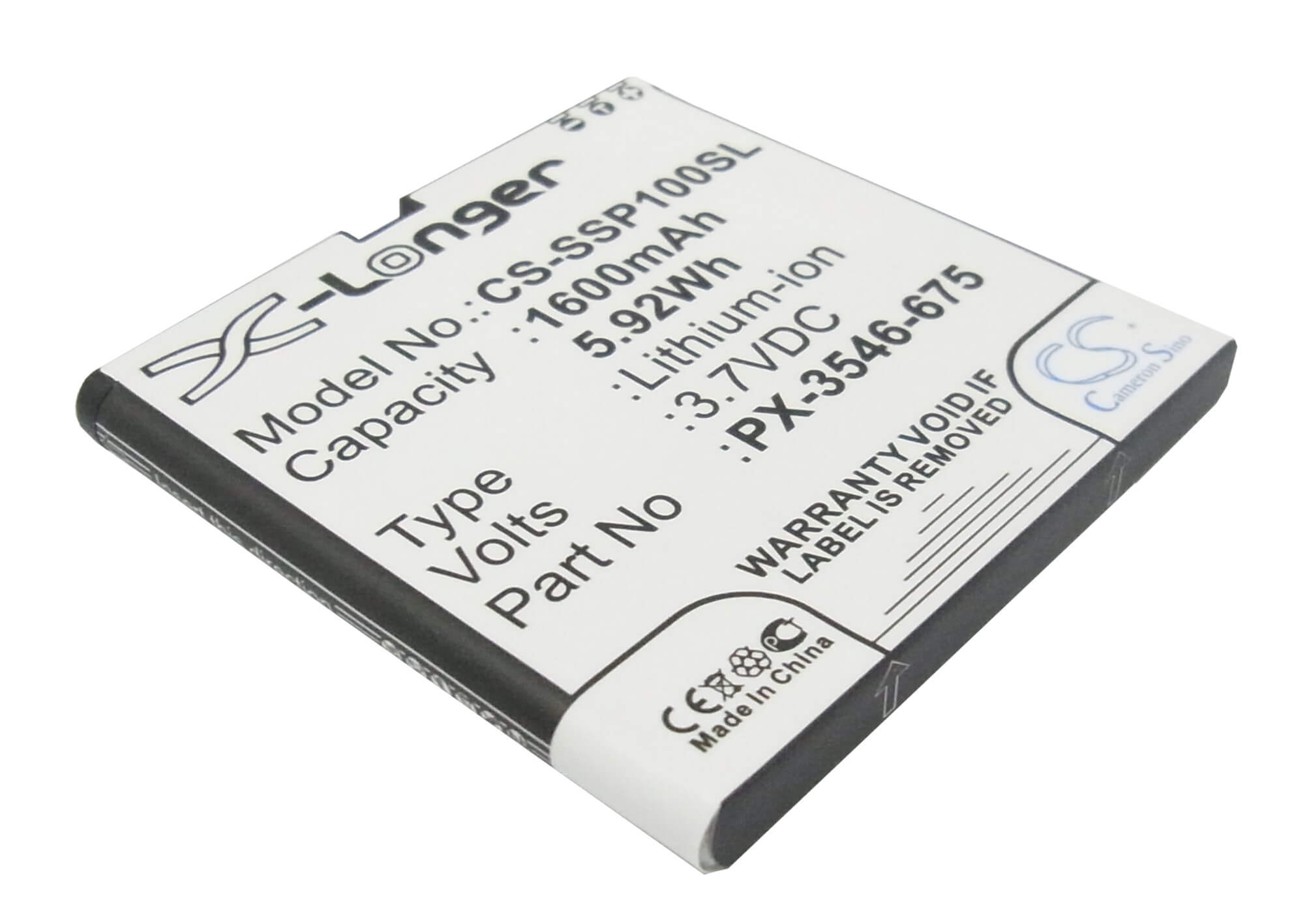 3.7V, 1600mAh, Li-ion Battery fits Simvalley, Sp-100, 5.92Wh