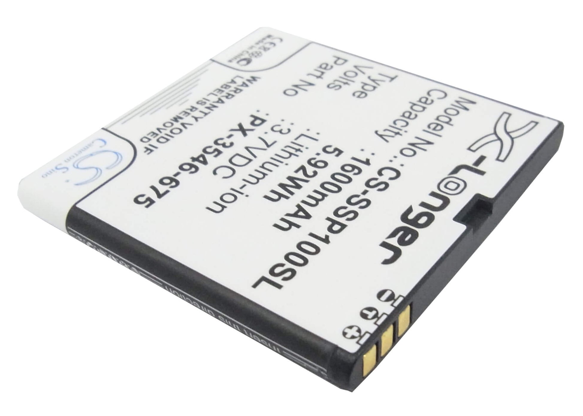 3.7V, 1600mAh, Li-ion Battery fits Simvalley, Sp-100, 5.92Wh