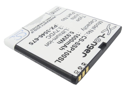 3.7V, 1600mAh, Li-ion Battery fits Simvalley, Sp-100, 5.92Wh