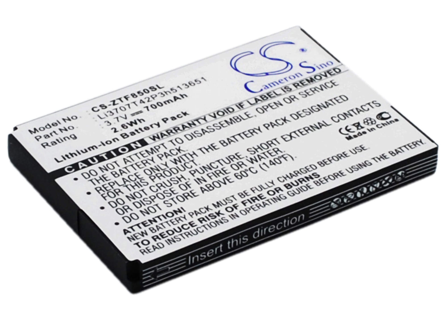 3.7V, 700mAh, Li-ion Battery fits Telstra, F252, F256, 2.59Wh